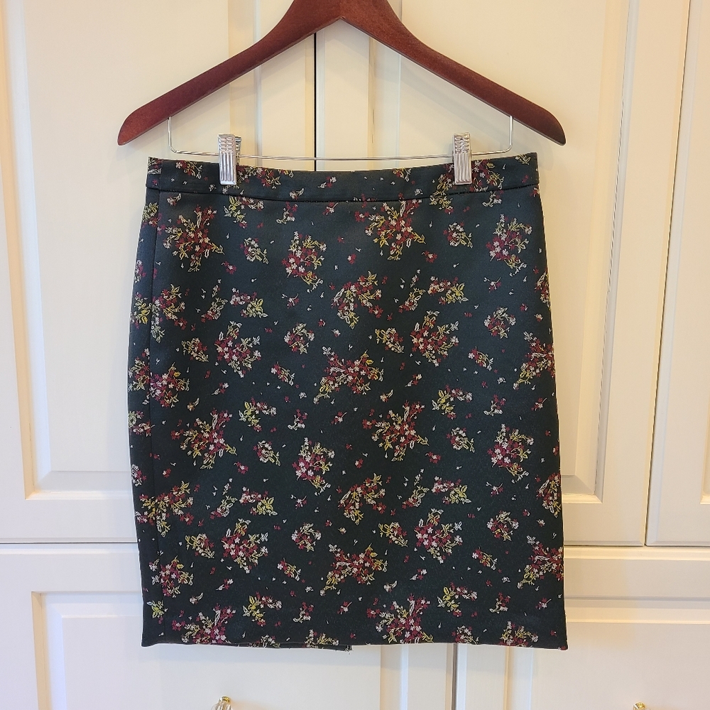 LOFT Floral Mini Skirt - Black and Multicolor